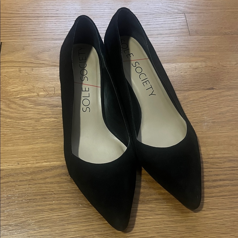 Sole Society Classic Black Suede Heels